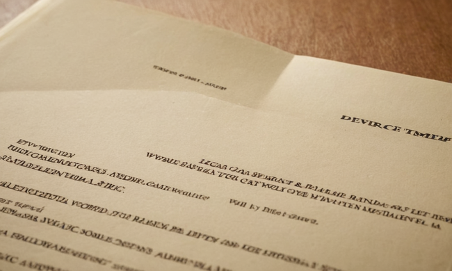 Una plantilla de documento legal para requisitos de divorcio en Chile, con una imagen de fondo sutil de un paisaje dividido.